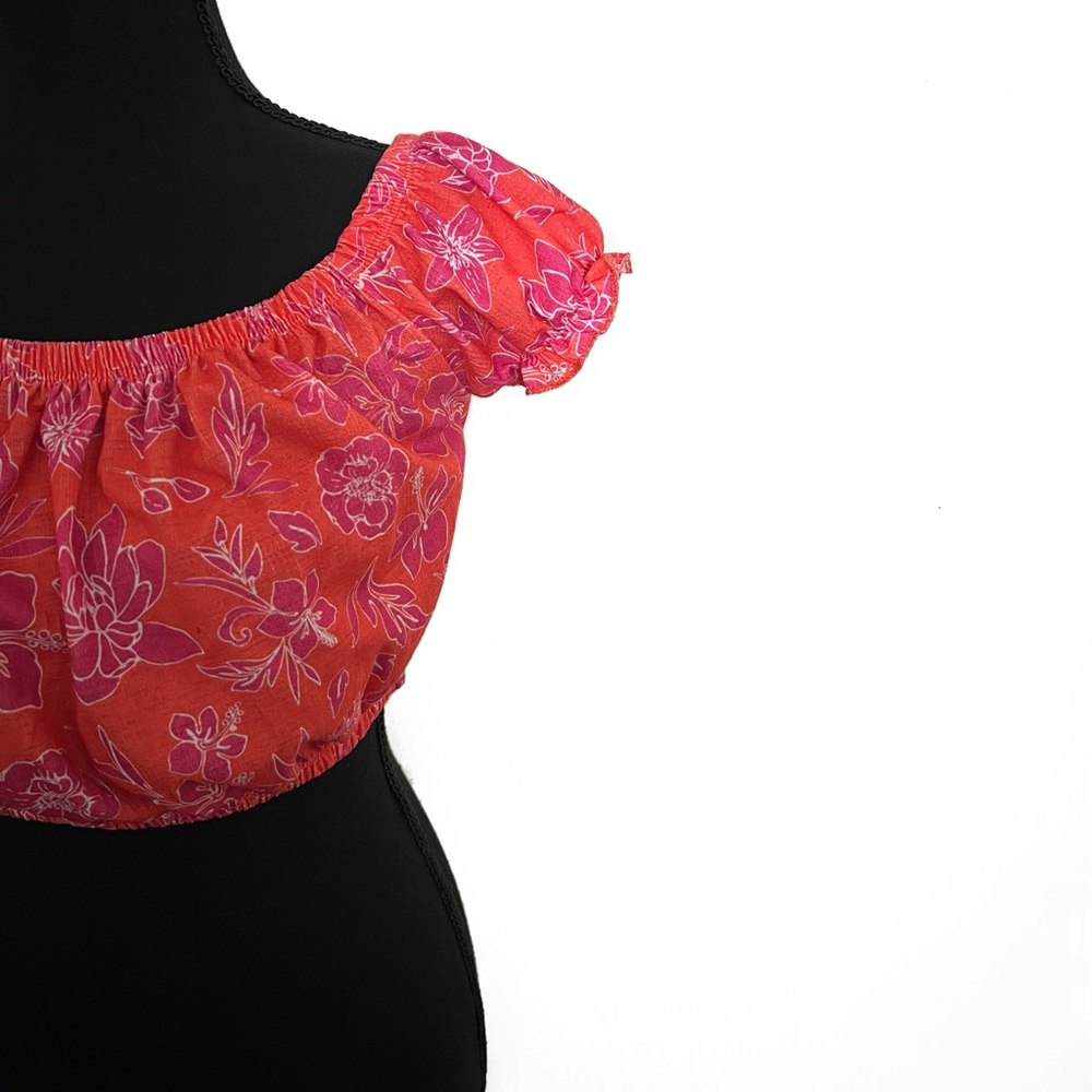 Primark Pink Ruffle Flower Crop Top Size S - Picture 2 of 7